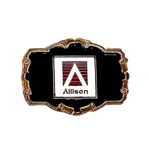 Vintage Allison Belt Buckle Black Enamel On Metal Great Condition